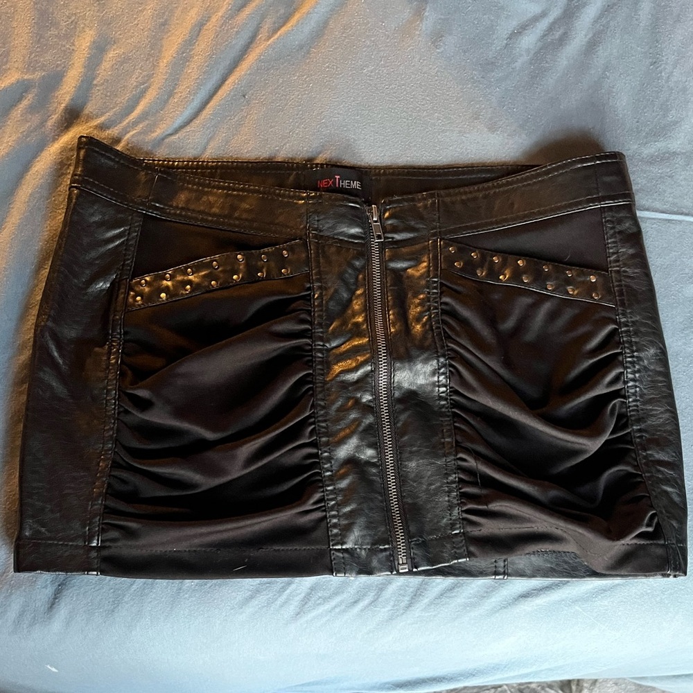 Edgy Black Faux Leather Skirt